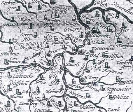 Ausschnitt aus der Karte Schwabens