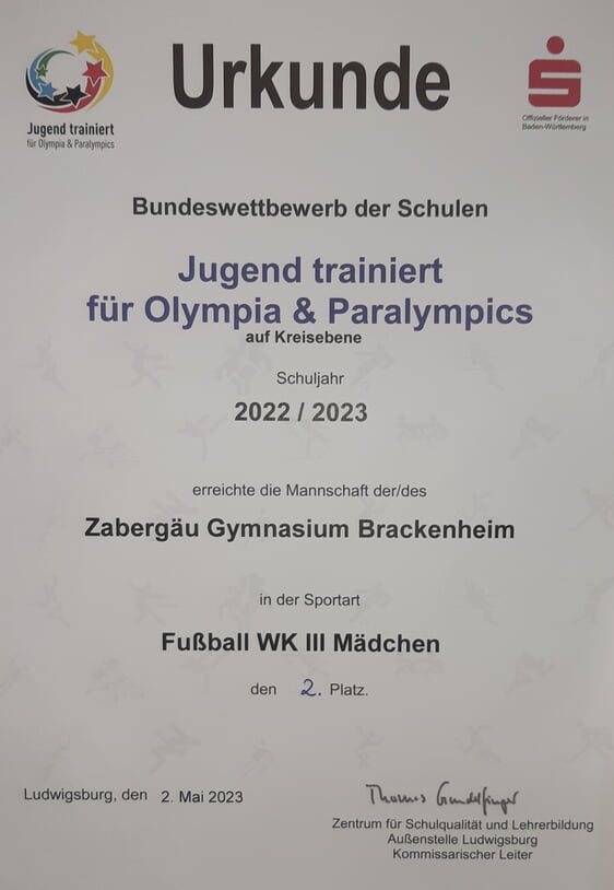 Urkunde Fußball Mädchen 2023