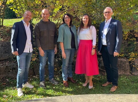 Schulleitungsteam v.l.n.r: Andreas Köplin (Stv. SL), Niels Hübscher (AL), Andrea Spechtenhauser (AL'), Madeleine Holfelder (AL'), Michael Kugel (SL)